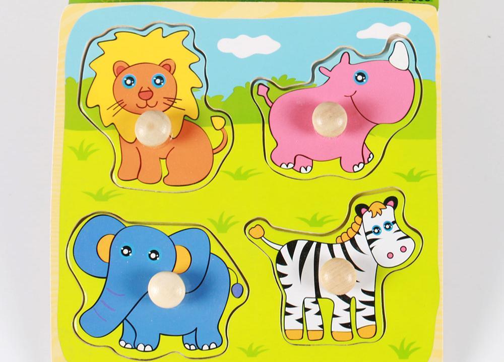 New Hand Grab Board Wooden Puzzle Toys for Children Cartoon Animal Fruit Kids Baby Early Educational Learning Toy