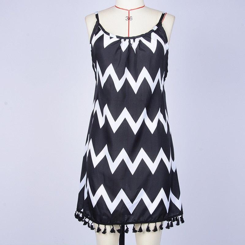 Beach Cover Ups Stripe Bikini Cover Up For Women With Tassel Summer Beach Dress Women Summer Casual Swing T Shirt Dresses Beach Cover Up Loose Dress Ladies Swimsuit Plus Size Beachwear