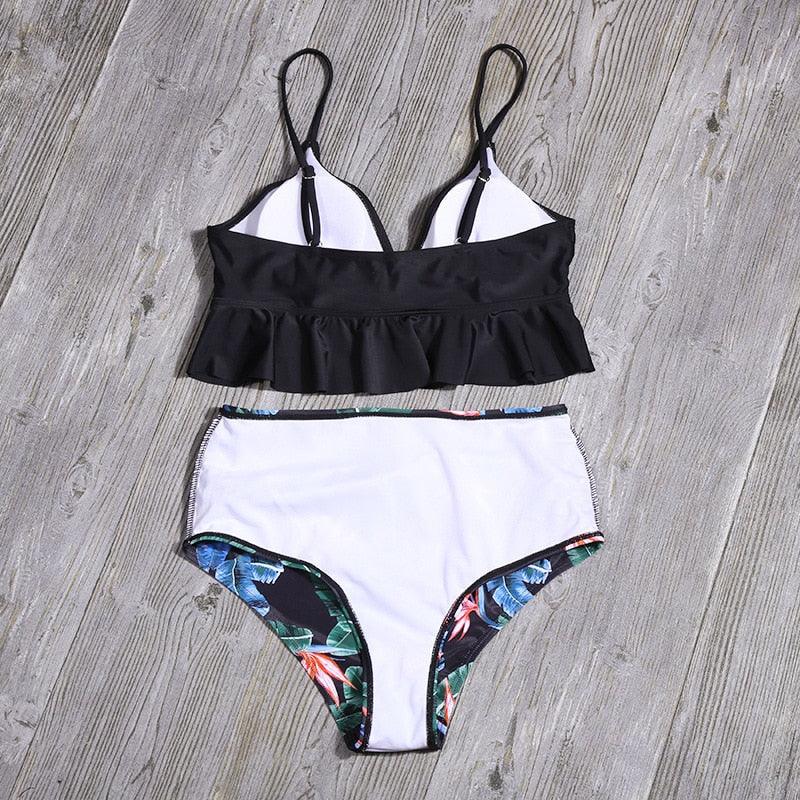Bikini Push Up Summer Floral Swimwear Sport Women Plus Size Swimming Suit For Women Women Bikini Set Ruffle Two Piece Swimsuit Flounce Push Up Cutout Swimwear Bathing Suits Swimsuit High Waist Bikini Set