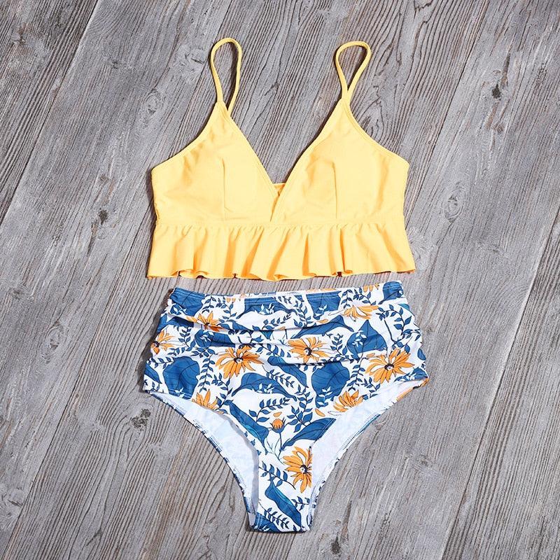 Bikini Push Up Summer Floral Swimwear Sport Women Plus Size Swimming Suit For Women Women Bikini Set Ruffle Two Piece Swimsuit Flounce Push Up Cutout Swimwear Bathing Suits Swimsuit High Waist Bikini Set