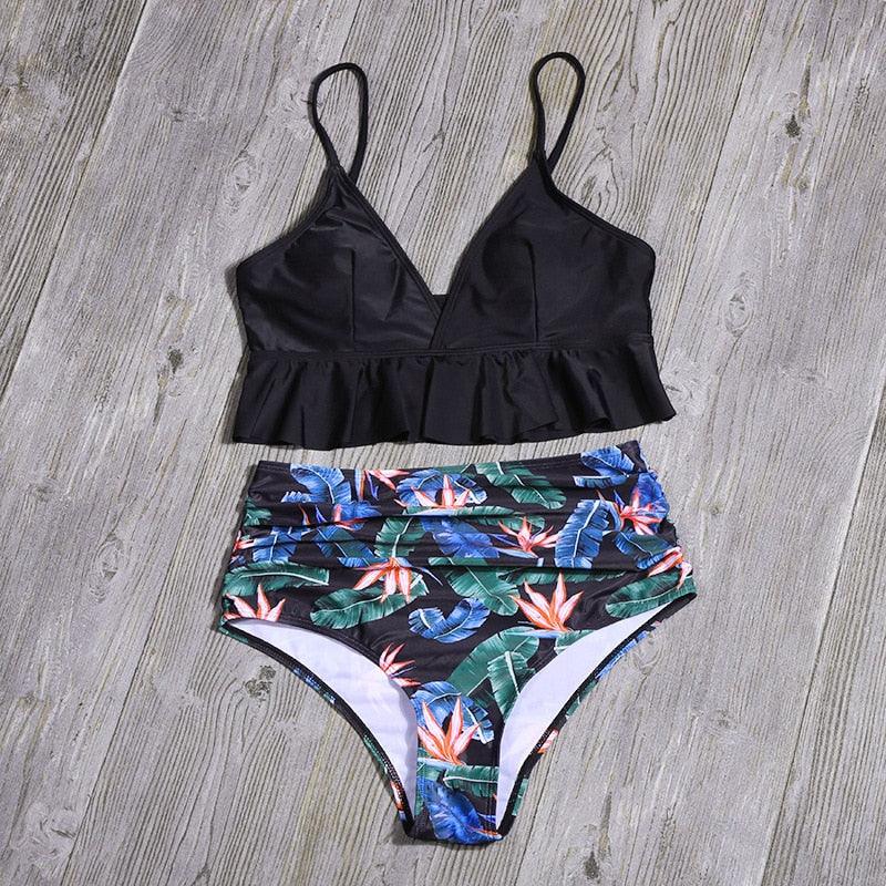 Bikini Push Up Summer Floral Swimwear Sport Women Plus Size Swimming Suit For Women Women Bikini Set Ruffle Two Piece Swimsuit Flounce Push Up Cutout Swimwear Bathing Suits Swimsuit High Waist Bikini Set