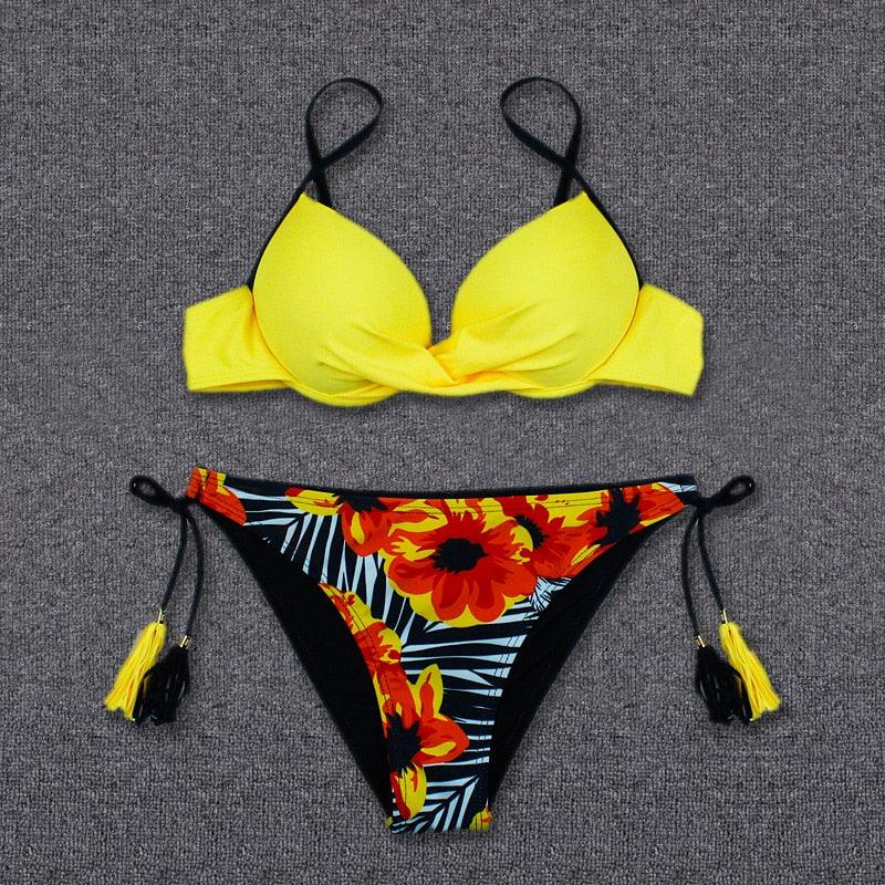 Bikini Push Up Swimwear Bikini Set Pink Swimwear Women Micro Swimsuit Female Bandage Bikini Beach Wear Swimming Two-Piece Swimsuit Summer Swimsuit for Women