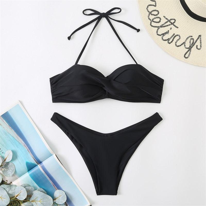 Bikini Push Up Swimwear Bikini Set Pink Swimwear Women Micro Swimsuit Female Bandage Bikini Beach Wear Swimming Two-Piece Swimsuit Summer Swimsuit for Women