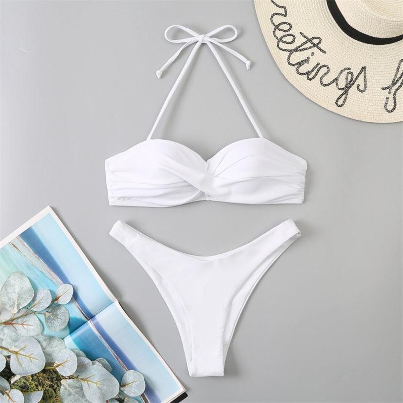 Bikini Push Up Swimwear Bikini Set Pink Swimwear Women Micro Swimsuit Female Bandage Bikini Beach Wear Swimming Two-Piece Swimsuit Summer Swimsuit for Women