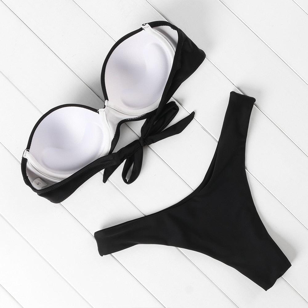 Bikini Set High Cut Solid Swimsuit Women Swimwear Push Up Bathing Suit Beachwear Leopard Bikini Women's Ribbed Underwire Bikini High Cut Bikini V Swimwear Butterfly Print High Leg Bikini Swimsuit