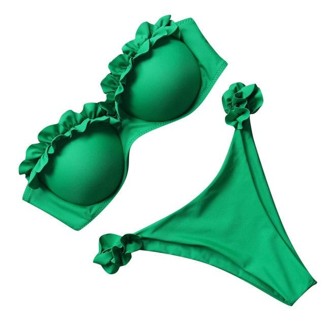 Bikini Set High Cut Solid Swimsuit Women Swimwear Push Up Bathing Suit Beachwear Leopard Bikini Women's Ribbed Underwire Bikini High Cut Bikini V Swimwear Butterfly Print High Leg Bikini Swimsuit