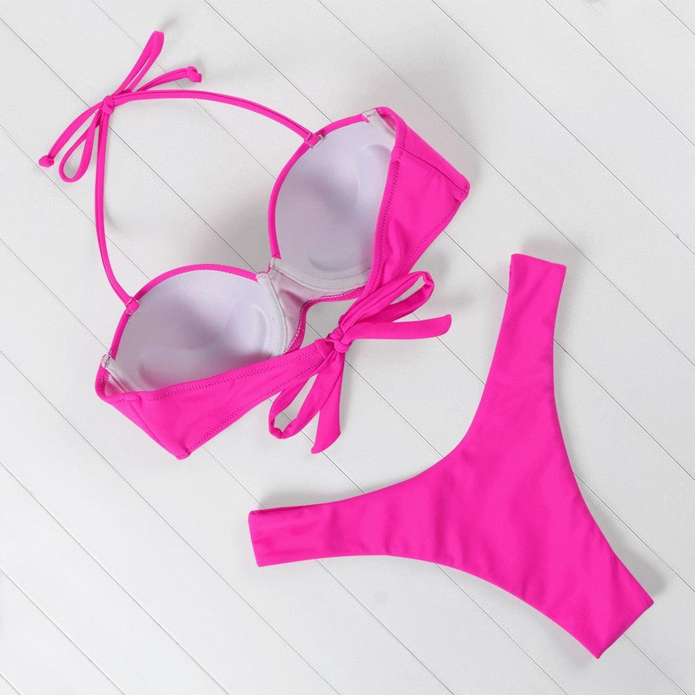 Bikini Set High Cut Solid Swimsuit Women Swimwear Push Up Bathing Suit Beachwear Leopard Bikini Women's Ribbed Underwire Bikini High Cut Bikini V Swimwear Butterfly Print High Leg Bikini Swimsuit