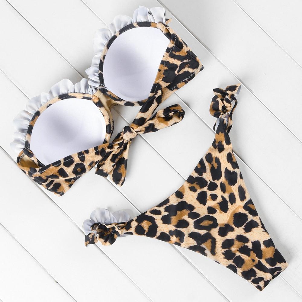 Bikini Set High Cut Solid Swimsuit Women Swimwear Push Up Bathing Suit Beachwear Leopard Bikini Women's Ribbed Underwire Bikini High Cut Bikini V Swimwear Butterfly Print High Leg Bikini Swimsuit