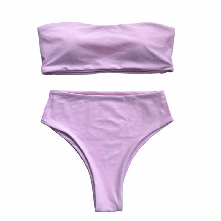 Bikini Set Summer Swimwear Beach Women's Swimsuit Bathing Suit Push Up Brazilian Bikini Women’s Two-Piece Strapless Padded High Cut Bathing Suit Swimwear