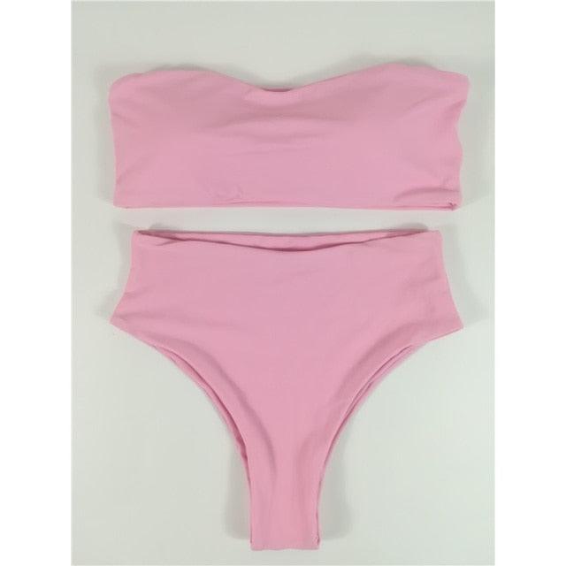Bikini Set Summer Swimwear Beach Women's Swimsuit Bathing Suit Push Up Brazilian Bikini Women’s Two-Piece Strapless Padded High Cut Bathing Suit Swimwear