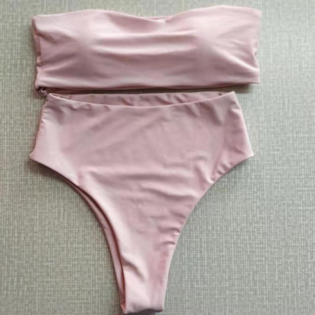 Bikini Set Summer Swimwear Beach Women's Swimsuit Bathing Suit Push Up Brazilian Bikini Women’s Two-Piece Strapless Padded High Cut Bathing Suit Swimwear