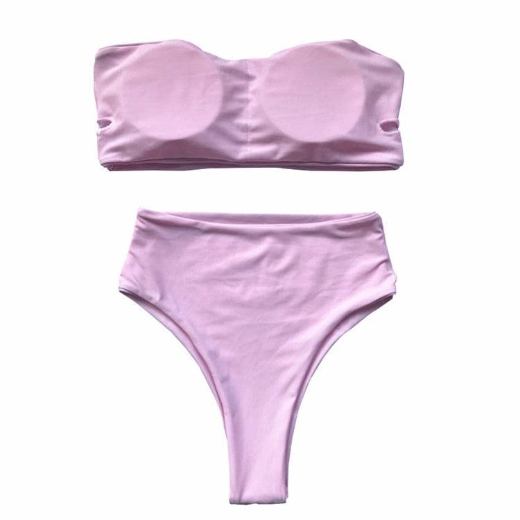 Bikini Set Summer Swimwear Beach Women's Swimsuit Bathing Suit Push Up Brazilian Bikini Women’s Two-Piece Strapless Padded High Cut Bathing Suit Swimwear