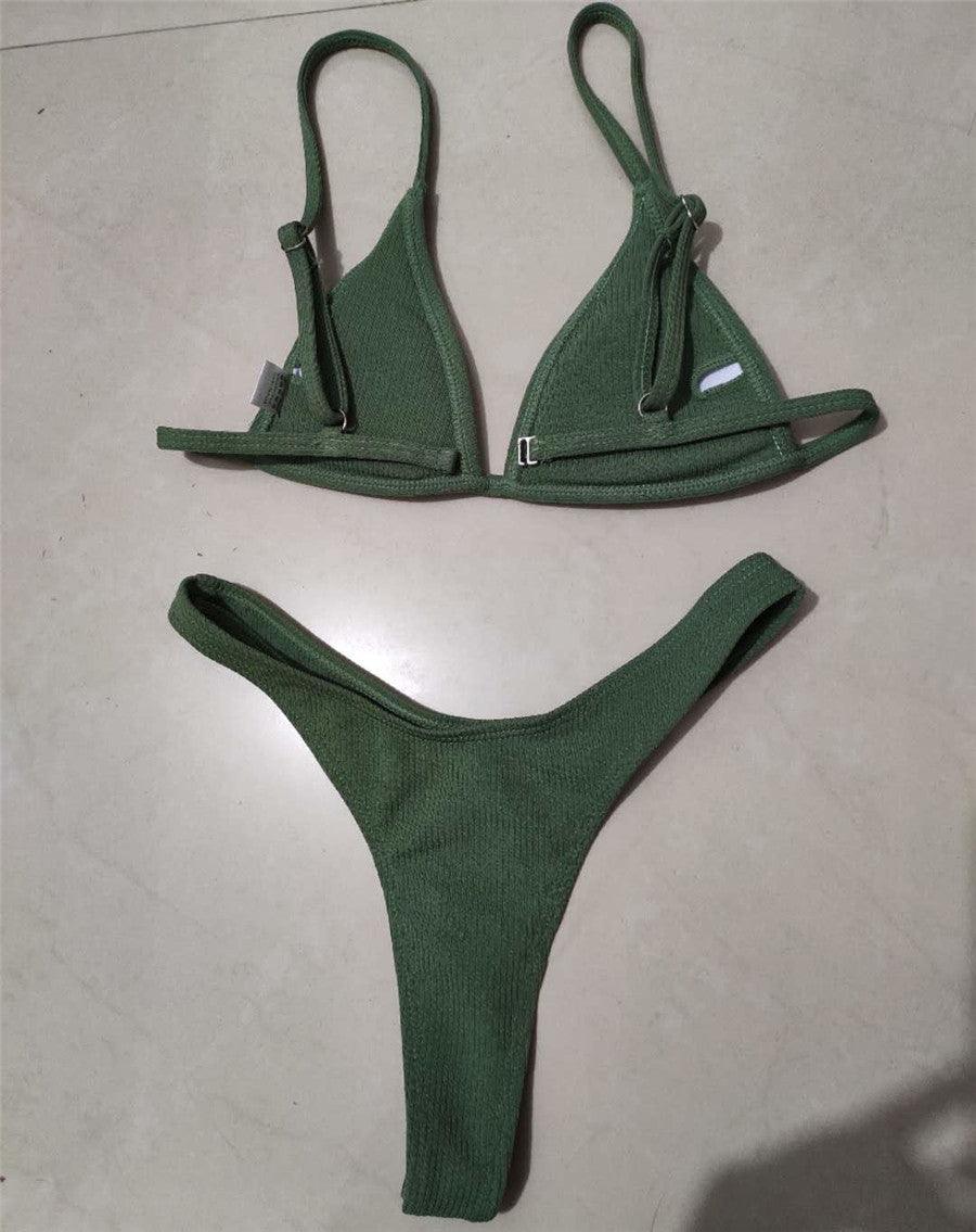 Bikini Set Swimsuit Small Cup High Cut Style Beach Solid Black White Micro Swimwear Thong Bikinis Women's Micro String Bikini Swimsuits Padded High Cut Bathing Suits
