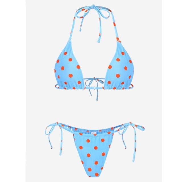 Bikini Swimsuit Solid Color Bikini Set Swimwear Bathing Suit Women Bikinis String Beach Women Two Piece Bikini Swimsuit Bathing Suits Halter Triangle Tops String Bikini Sets