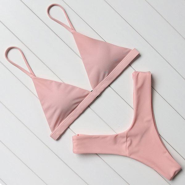 Bikini Swimwear Women Swimsuit Push Up Micro Bikinis Set Swimming Bathing Suit Beachwear Summer Thong Bottom Two Piece Bikini Double Shoulder Straps Cute Swimsuit Triangle Bathing Bikini