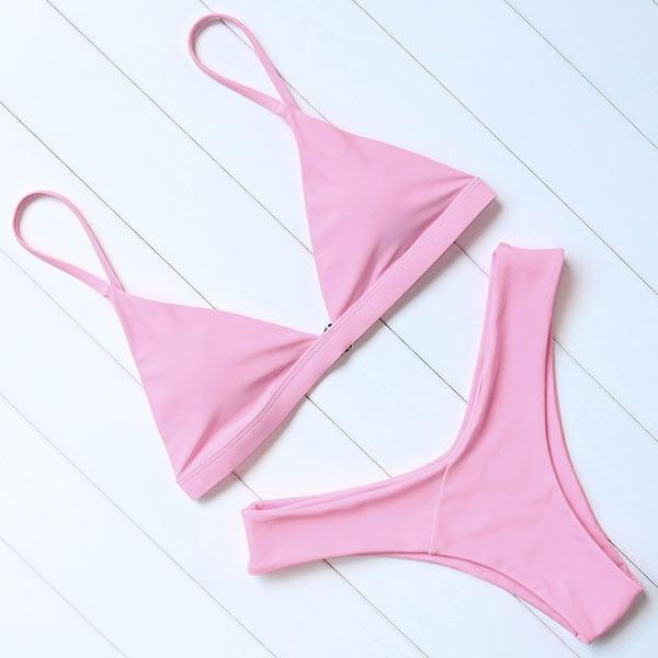 Bikini Swimwear Women Swimsuit Push Up Micro Bikinis Set Swimming Bathing Suit Beachwear Summer Thong Bottom Two Piece Bikini Double Shoulder Straps Cute Swimsuit Triangle Bathing Bikini