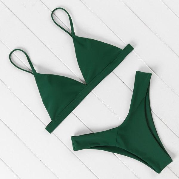 Bikini Swimwear Women Swimsuit Push Up Micro Bikinis Set Swimming Bathing Suit Beachwear Summer Thong Bottom Two Piece Bikini Double Shoulder Straps Cute Swimsuit Triangle Bathing Bikini