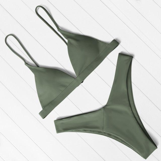 Bikini Swimwear Women Swimsuit Push Up Micro Bikinis Set Swimming Bathing Suit Beachwear Summer Thong Bottom Two Piece Bikini Double Shoulder Straps Cute Swimsuit Triangle Bathing Bikini