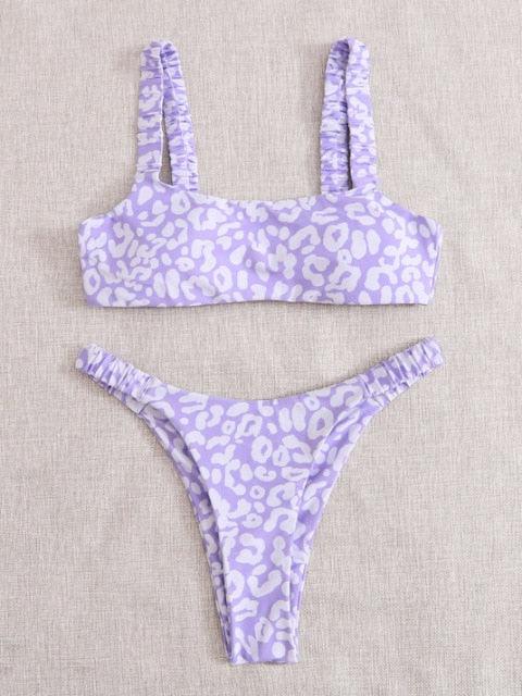 Bikini Women Orange Leopard Push Up Padded Thong Swimsuit Female Cut Out Bathing Suit Swimwear Padded Push up Thong Bikini Sets Swimsuits for Women