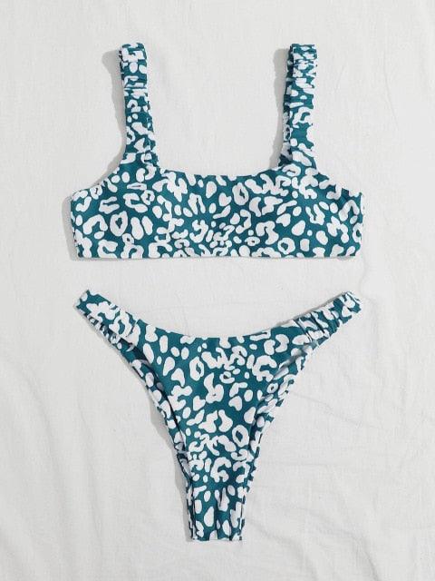 Bikini Women Orange Leopard Push Up Padded Thong Swimsuit Female Cut Out Bathing Suit Swimwear Padded Push up Thong Bikini Sets Swimsuits for Women