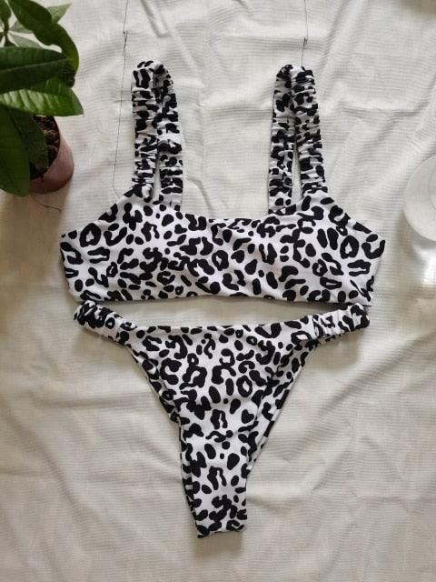 Bikini Women Orange Leopard Push Up Padded Thong Swimsuit Female Cut Out Bathing Suit Swimwear Padded Push up Thong Bikini Sets Swimsuits for Women