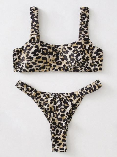 Bikini Women Orange Leopard Push Up Padded Thong Swimsuit Female Cut Out Bathing Suit Swimwear Padded Push up Thong Bikini Sets Swimsuits for Women
