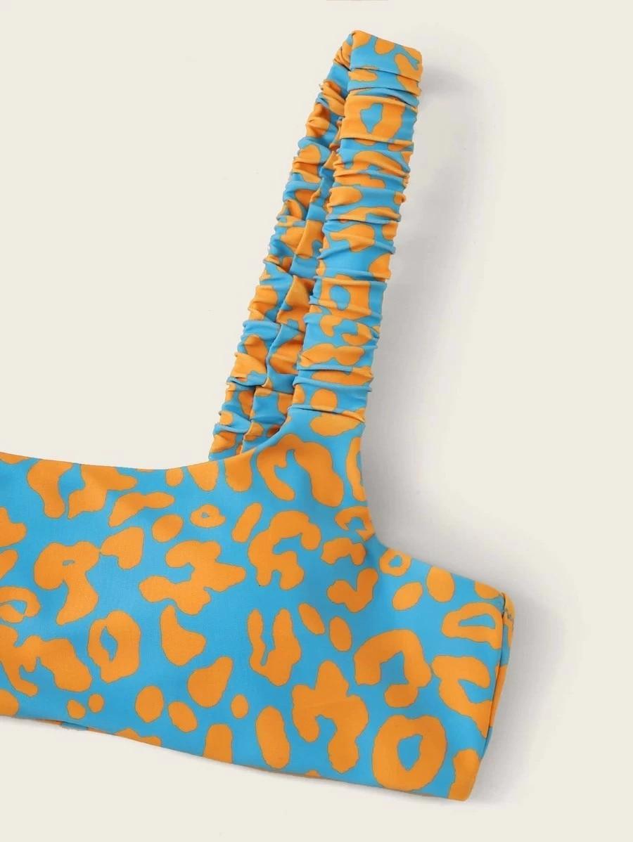 Bikini Women Orange Leopard Push Up Padded Thong Swimsuit Female Cut Out Bathing Suit Swimwear Padded Push up Thong Bikini Sets Swimsuits for Women