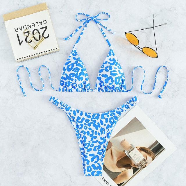 Bikini Women Orange Leopard Push Up Padded Thong Swimsuit Female Cut Out Bathing Suit Swimwear Padded Push up Thong Bikini Sets Swimsuits for Women