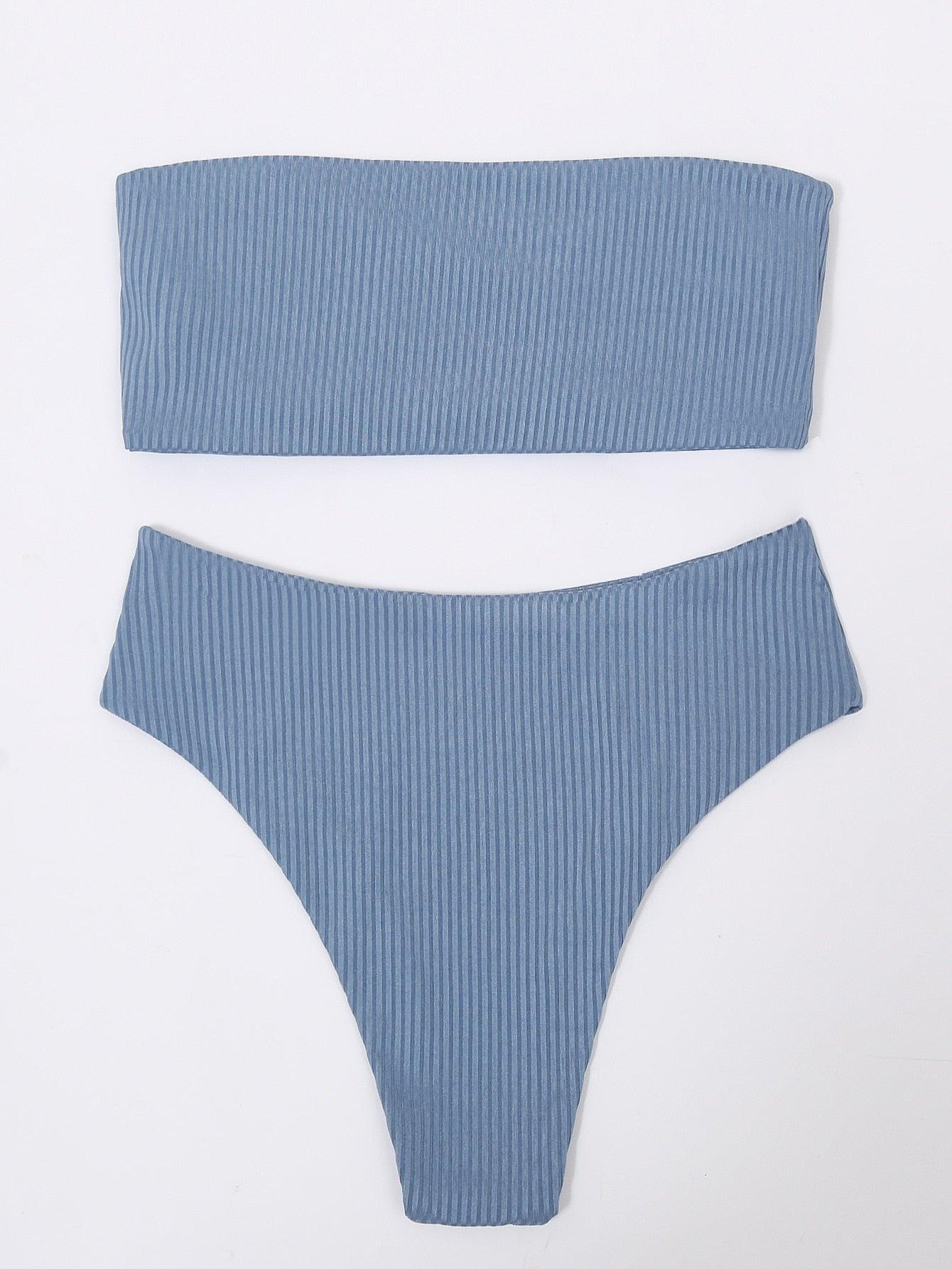 Bikinis Swimsuit Women Push Up Bikini Set Female Swimwear Women's Strapless Solid Color 2 Pieces Bathing Suit Swimsuit Swimsuits Off Shoulder High Waist Bathing Suit High Cut Swimwear For Summer