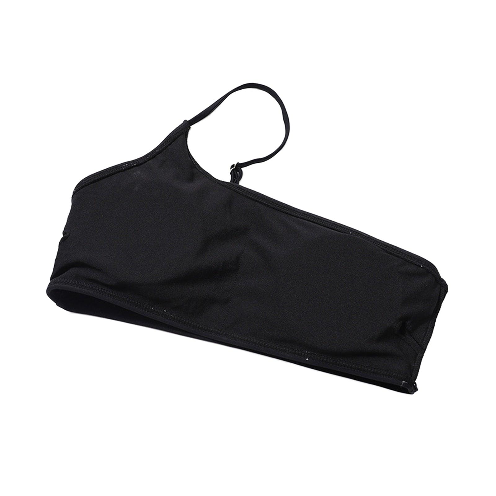 Black Mesh Bikini Cover Up Set Women Bathing Outfits Adults Solid Color One Shoulder Bikini Top Mesh See Through Crochet Off Shoulder Crop Tops 2 Piece Bikini Swimsuit Cover-ups Beach Summer Outfits