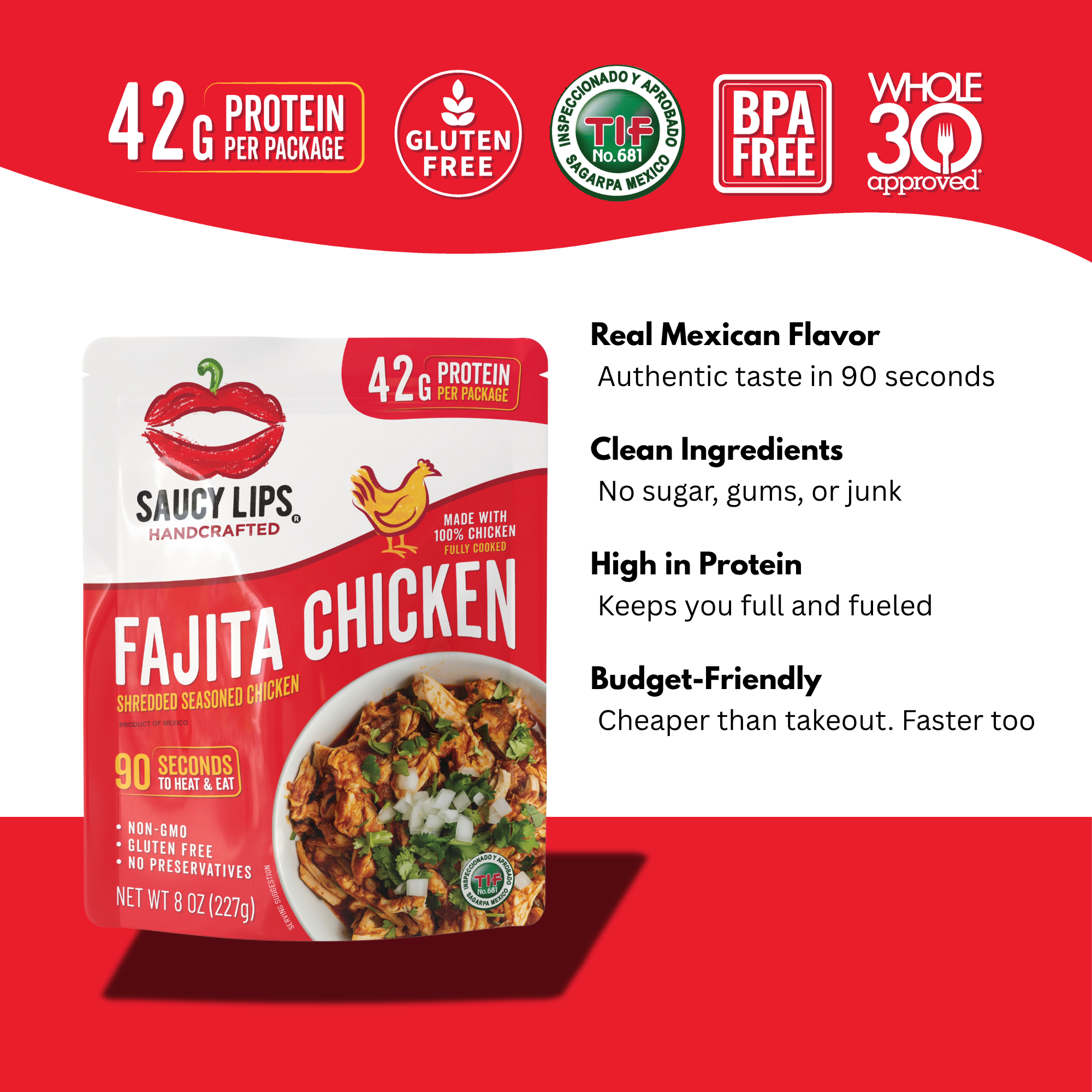 Pollo para Fajitas – 42 g de proteína | Listo en 90 segundos