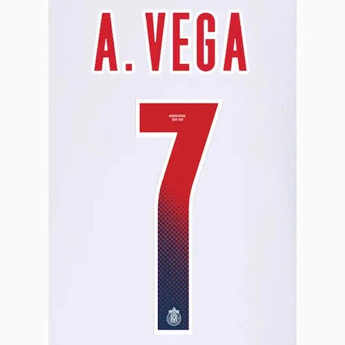 Chivas 2020/21 Away A. Vega #7 Jersey Name Set
