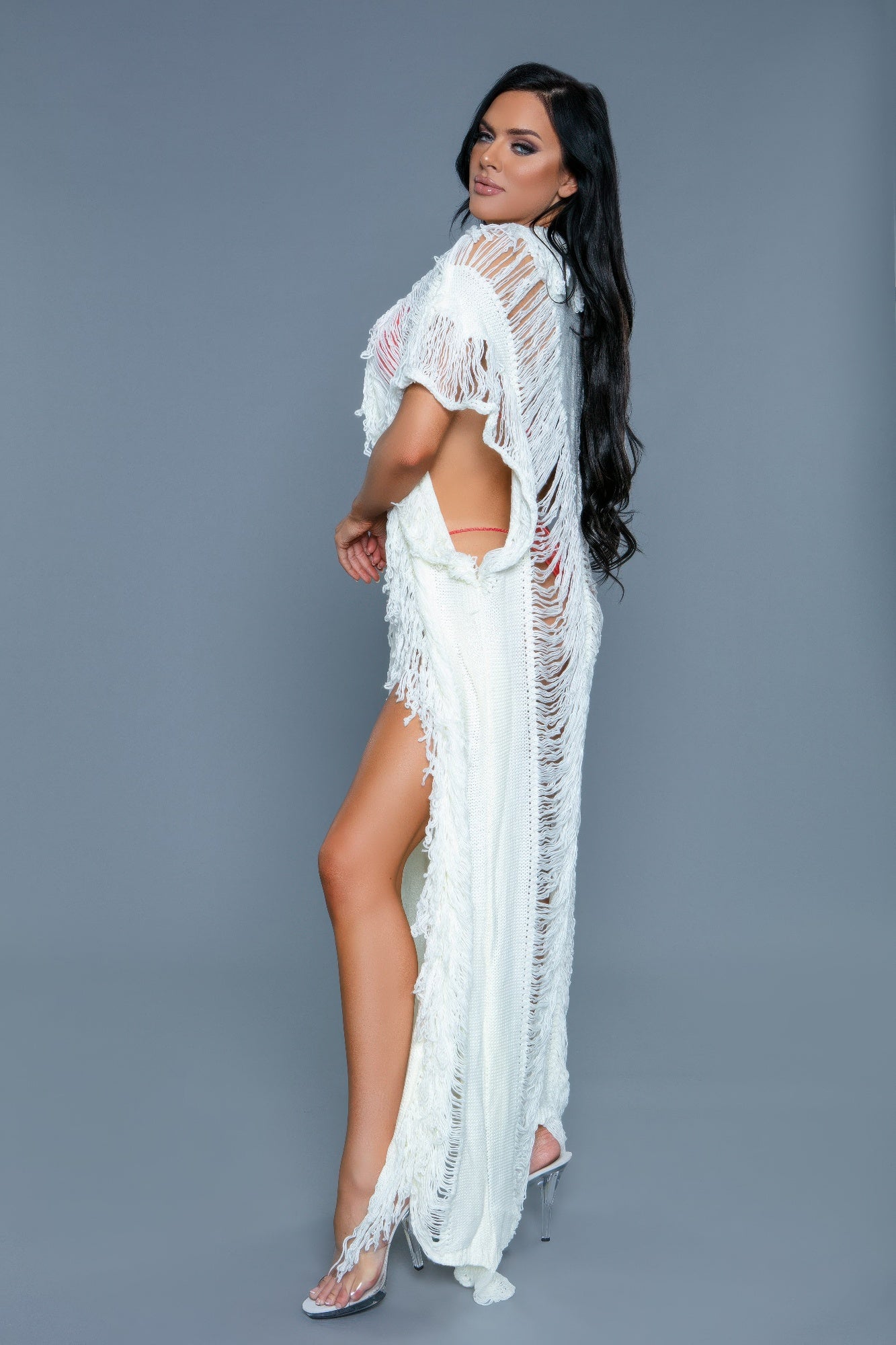 Women's Black Swim Cover-Up with Fringe Detail