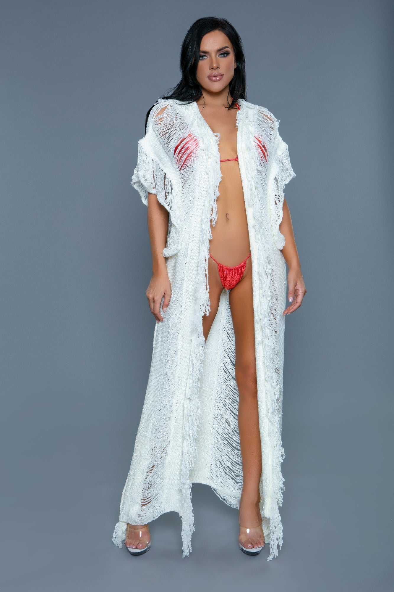 Women's Black Swim Cover-Up with Fringe Detail