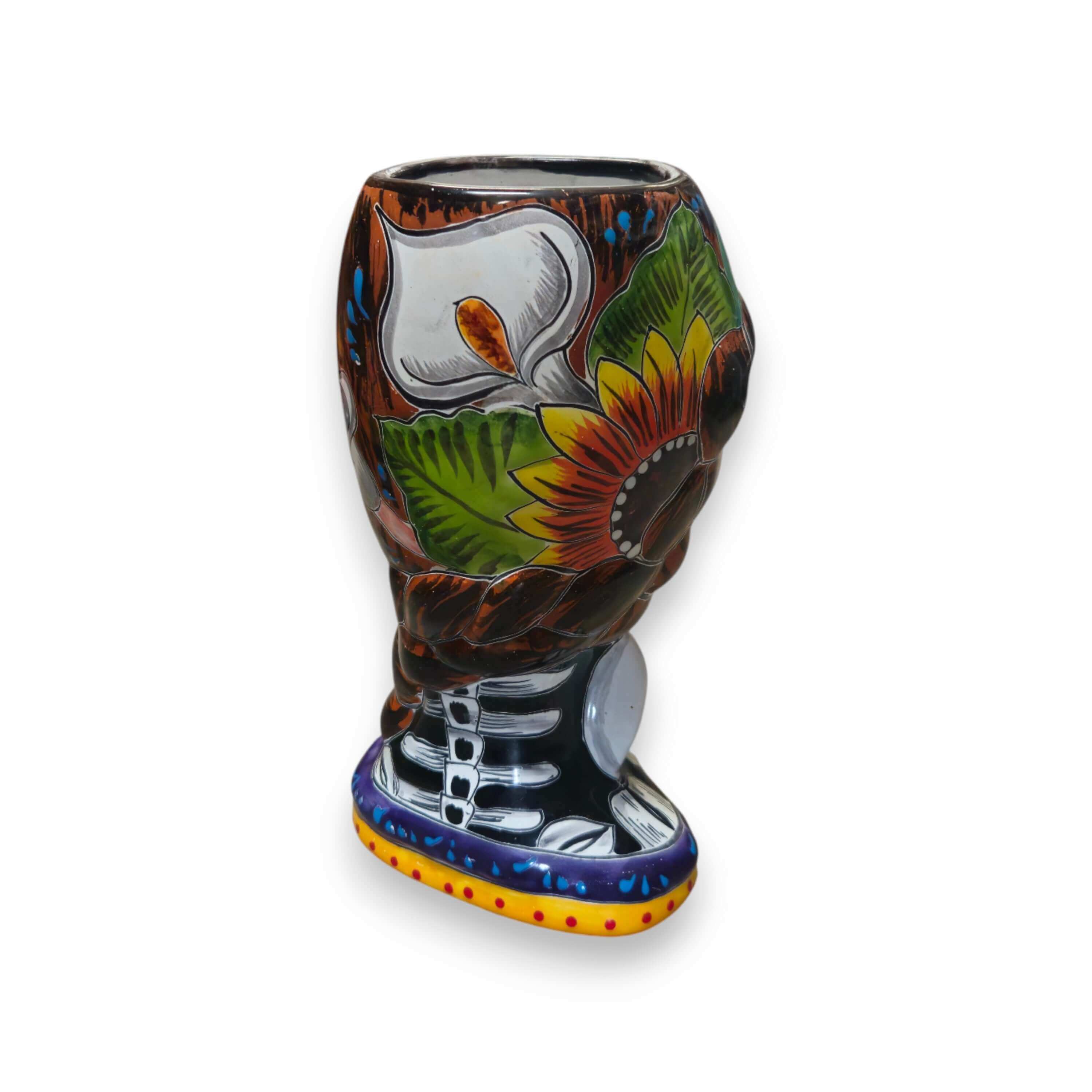 Macetero de Catrina y Conejo | Maceta de Talavera pintada a mano