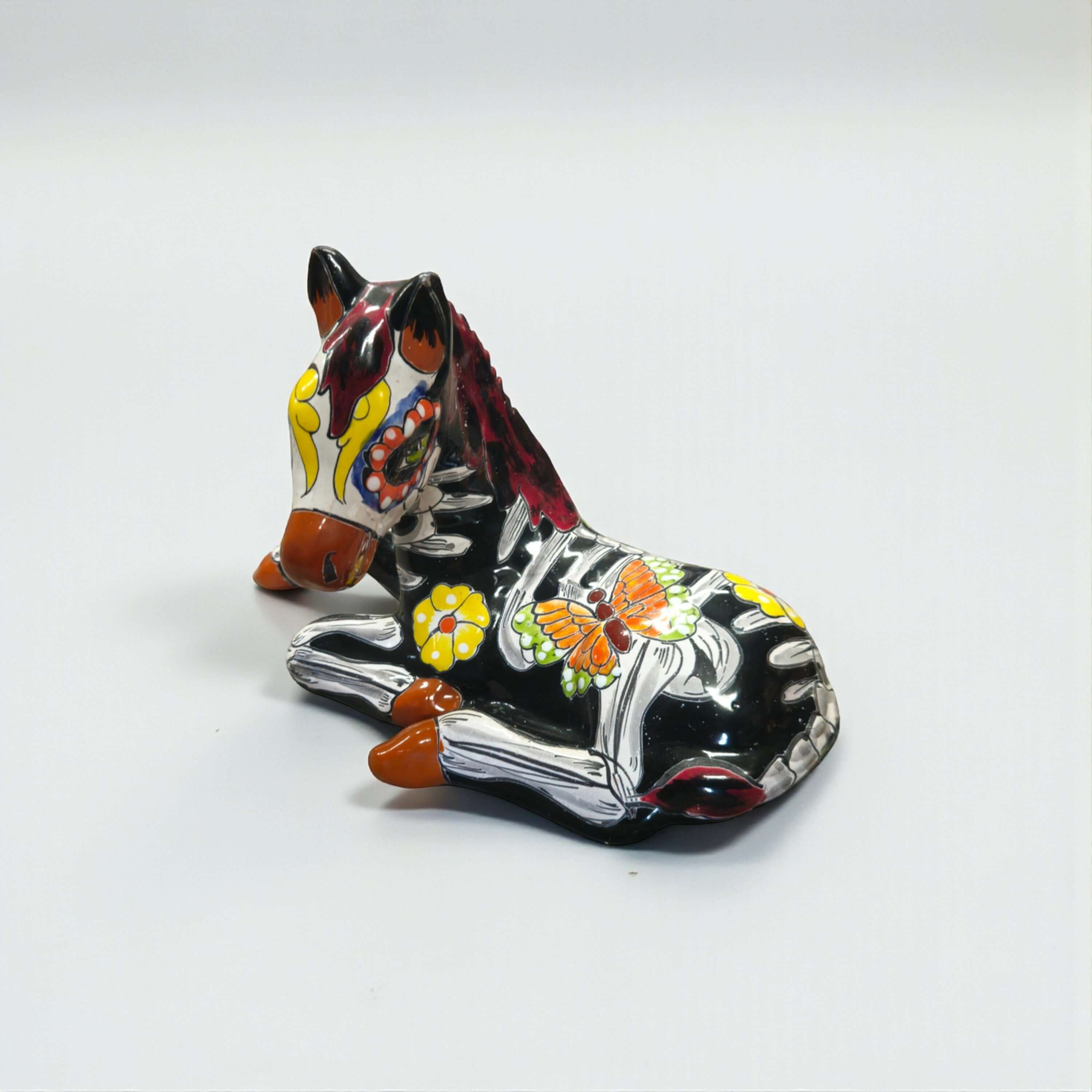 Macetero de Talavera de Caballo del Día de Muertos | Cerámica Pintada a Mano