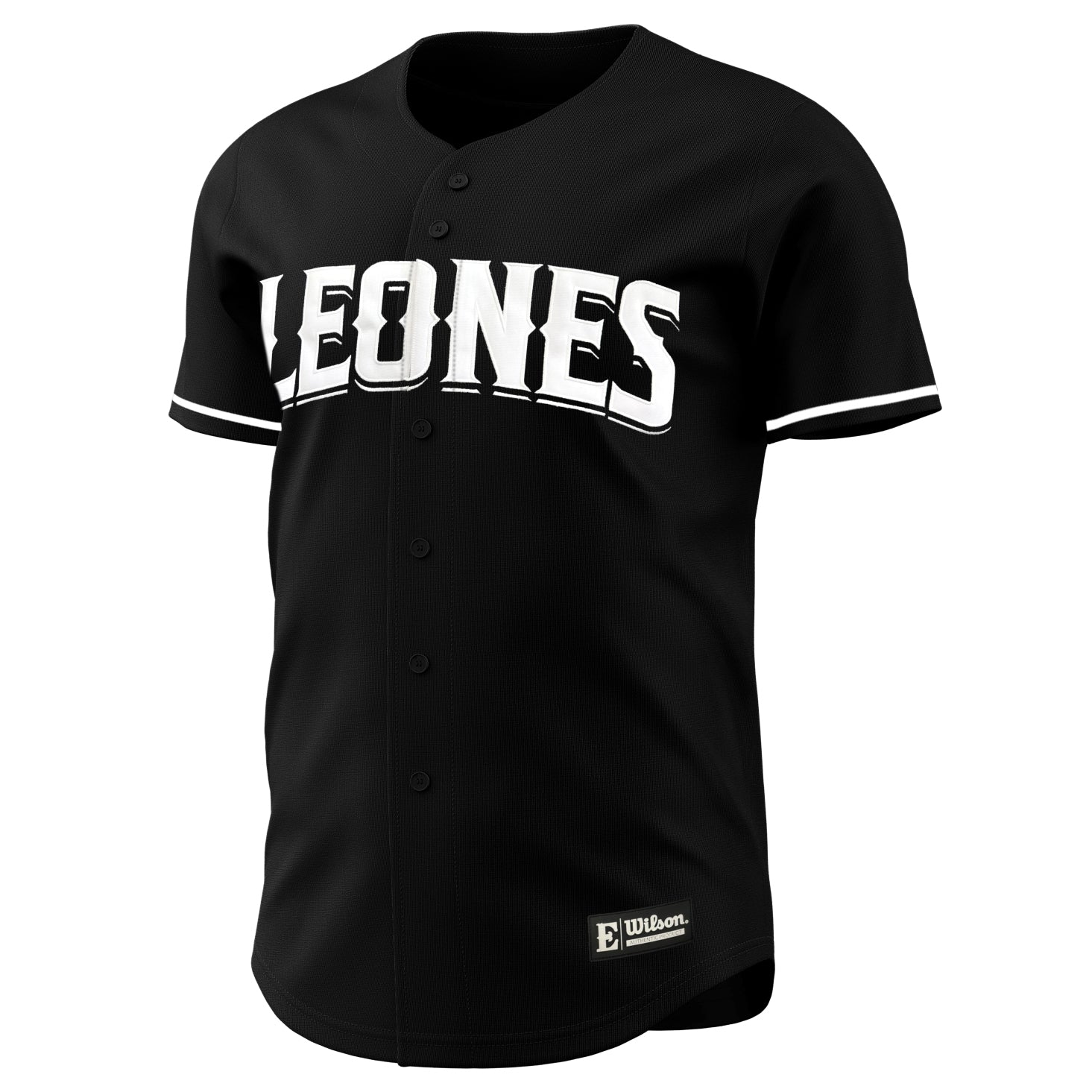 Camiseta Leones del Escogido | Wilson negra con botones | Béisbol LIDOM