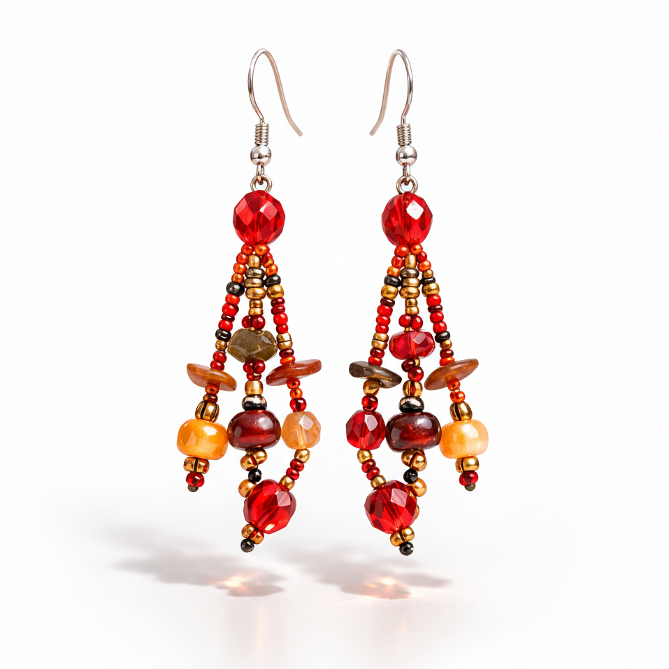 Luzy Seed Bead Dangly Earrings - Guatemala
