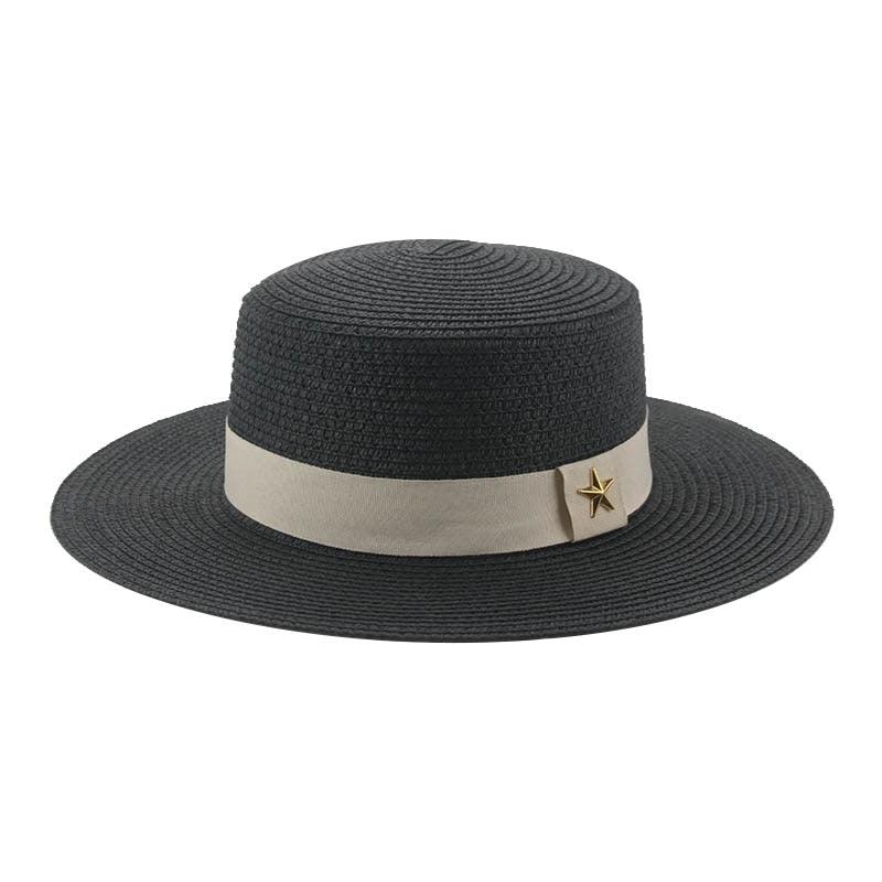 Elegant Adult Bucket Hat Beach Summer Straw Hats for Women Beach Sun Straw Hat Wide Luxury Comfortable Hat Flat Top Ribbon Bowknot Elegant Luxury Women Summer Hat 56-58cm