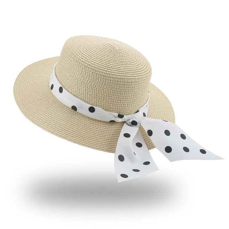 Elegant Adult Bucket Hat Beach Summer Straw Hats for Women Beach Sun Straw Hat Wide Luxury Comfortable Hat Flat Top Ribbon Bowknot Elegant Luxury Women Summer Hat 56-58cm