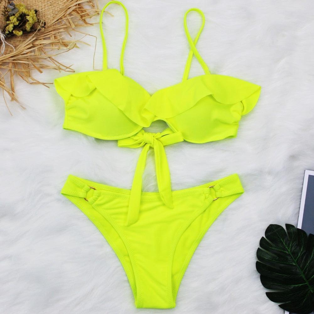 Female Two Piece Swimsuit Low Waist Bikini Floral Printing Swimwear Push Up Bathing Suit Detachable Padded Push Up Striped Bikini Set Two Piece Swimsuit Ladies Vintage Lace Bikini Sets Beach Swimwear