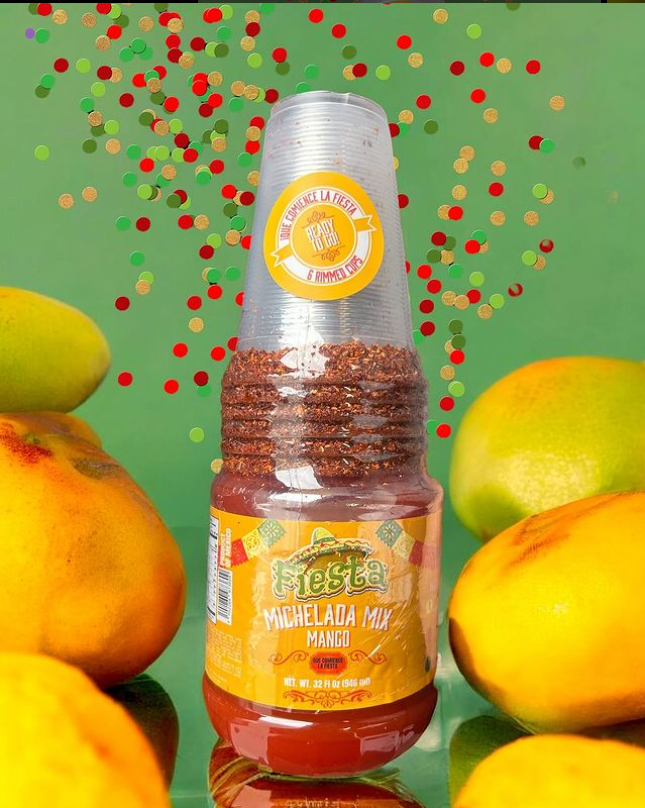 Fiesta's Ready To Go Mango Michelada Bottle with 6 Pre-Rimmed Party Cups