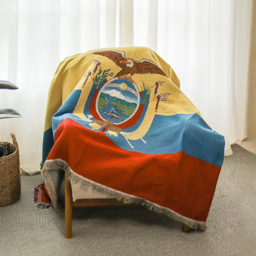 Ecuador Flag Woven Throw Blanket