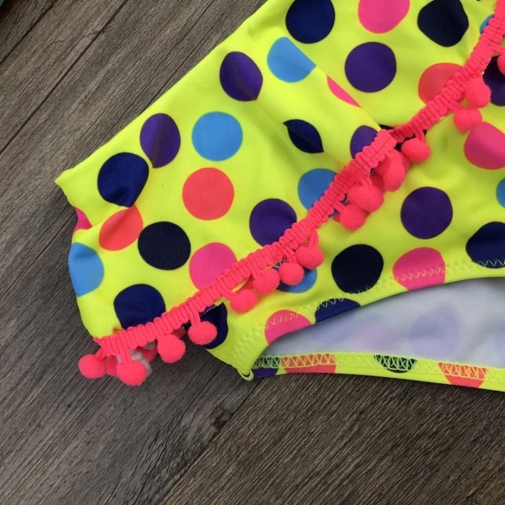 Girls Split Swimsuits Cute Shoulder Swimsuit Toddler Baby Girls 2 Piece Swimsuit Kids Bathing Beach Sun Suit Children Swimwear Bikini Set Girl Swimming Clothes Kids Bathing Suit Beachwear For Summer