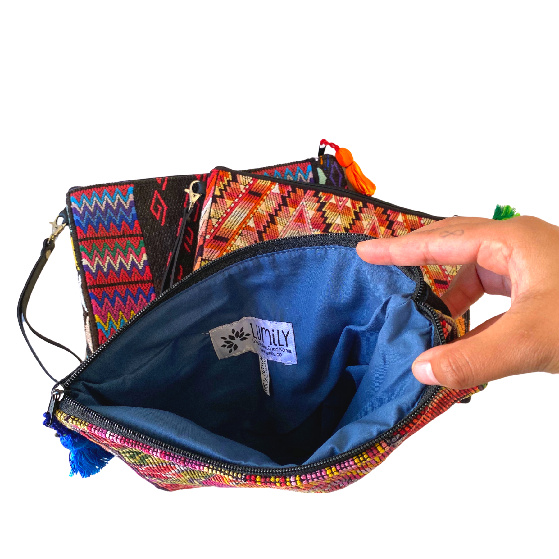 Cartera de pulsera gitana huipil reciclada - Guatemala