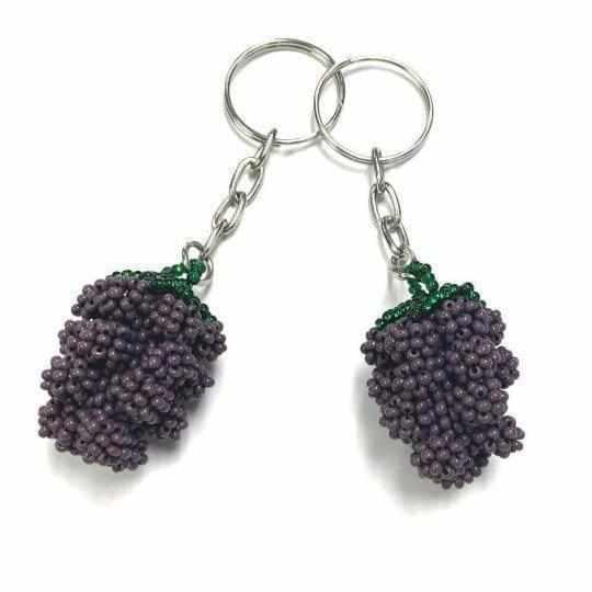 Grape Wine Lover Seed Bead Keychain - Guatemala