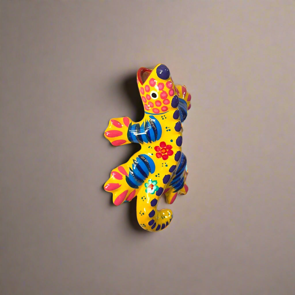 Figura de Iguana Guerrero | Arte Popular Mexicano Colorido Pintado a Mano