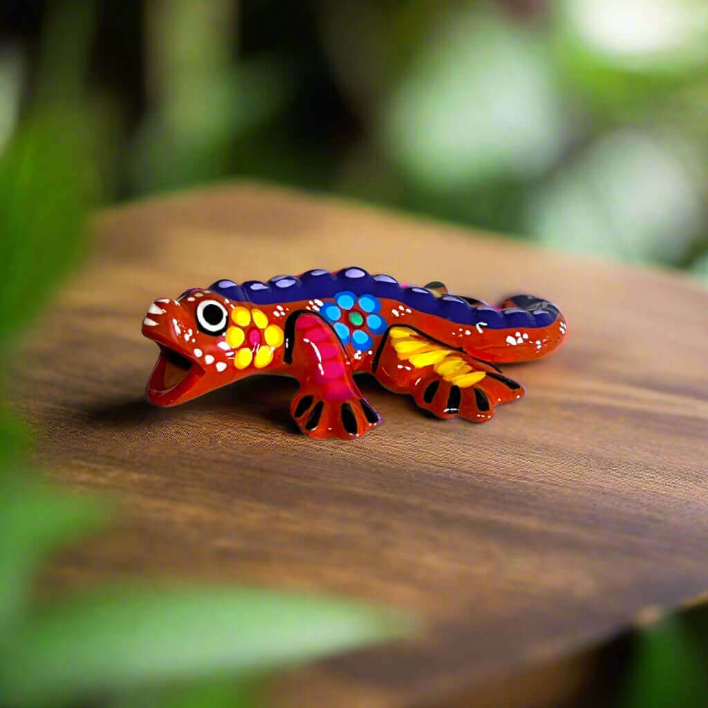 Figura de Iguana Guerrero | Arte Popular Mexicano Colorido Pintado a Mano