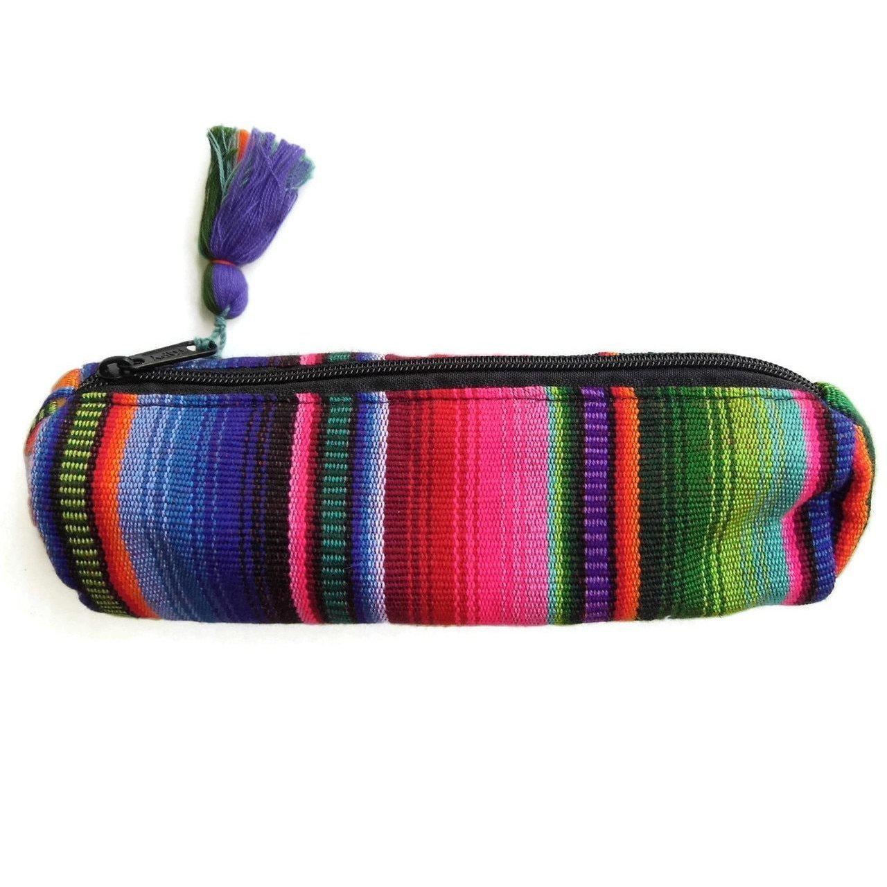 Hacienda Multicolor Sarape Pencil Case | Makeup Brush Bag - Guatemala