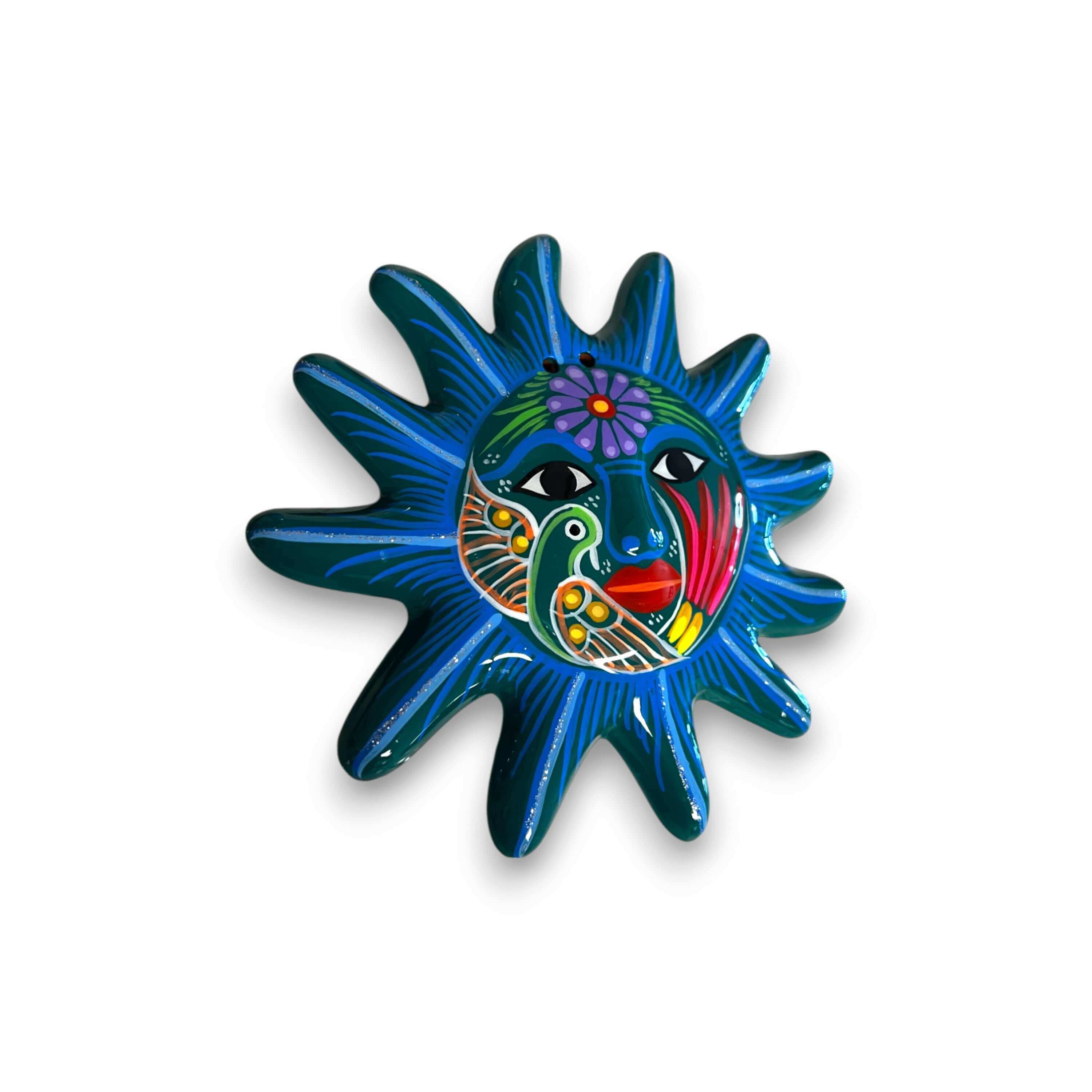 Artesanía de Sol de Guerrero Pintado a Mano | Decoración Mexicana Folclórica